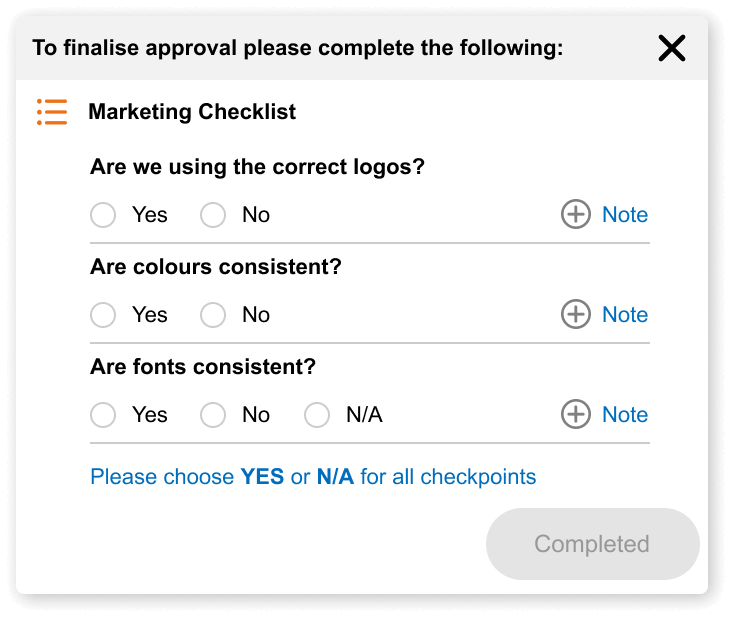 Admation Approval Checklist